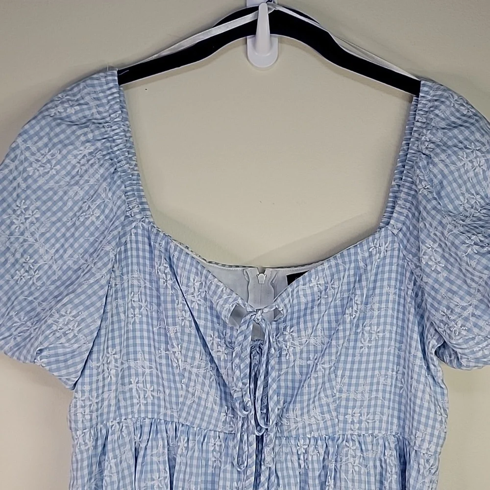 ORIGINALITY BABY BLUE GINGHAM BABYDOLL DRESS